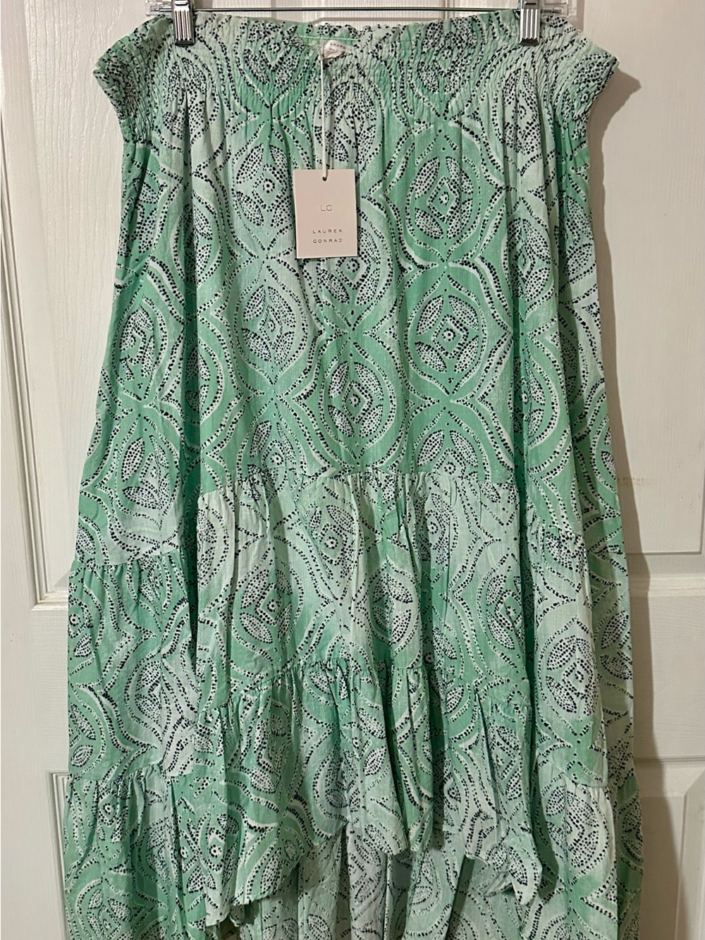 LC Lauren Conrad Mint Green Paisley Tiered Maxi Skirt